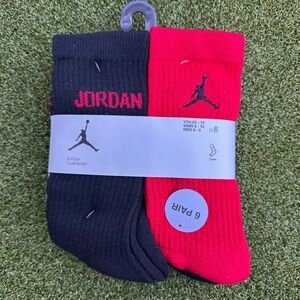 Jordan Athletic Crew Socks - Black and Red 6-Pack